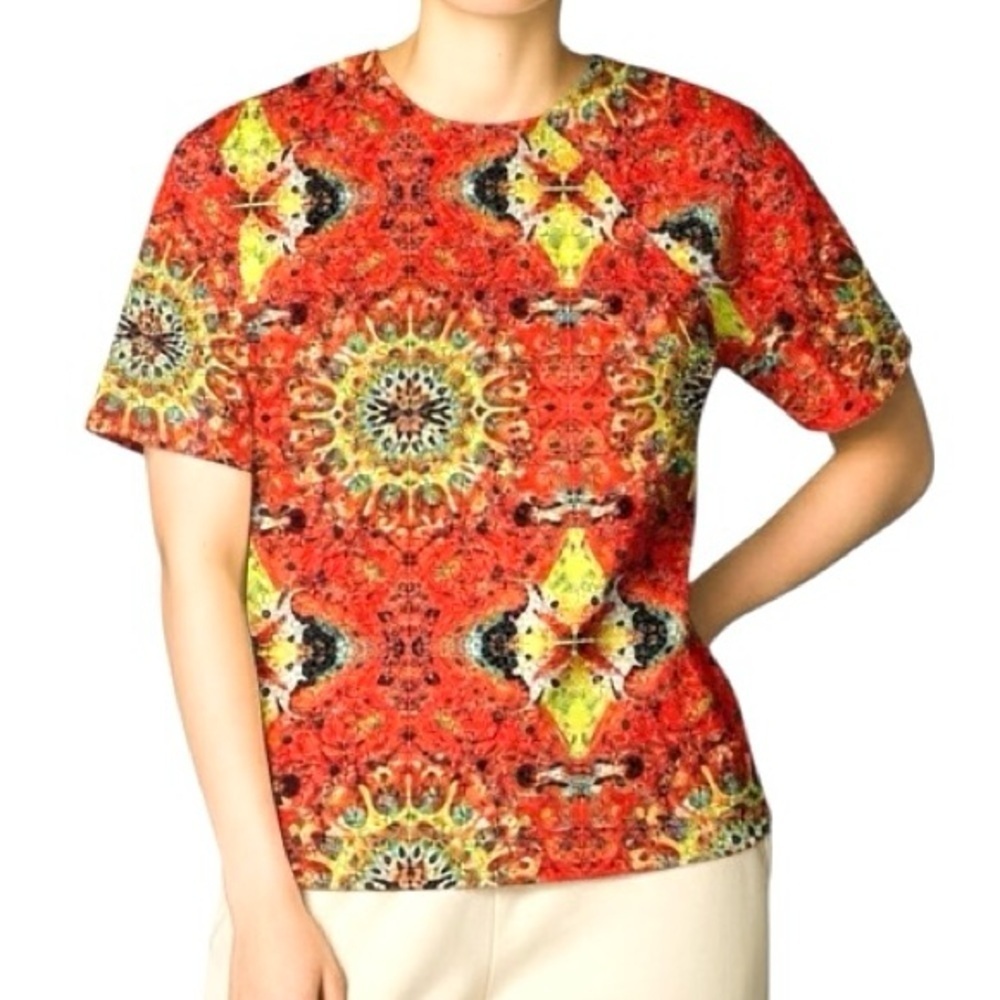Kut from the Kloth blouse Short sleeved Multicolor Back zipper Women L Vibrant